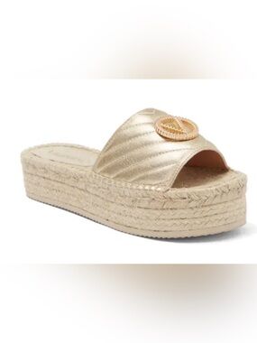 VALENTINO GARAVANI Gold Metallic Platform Espadrille